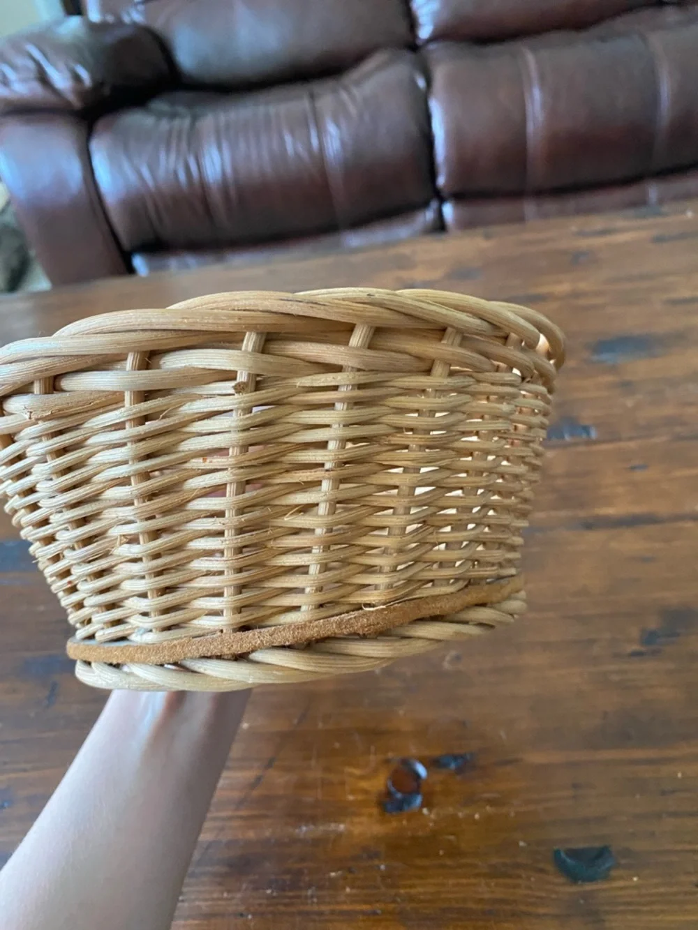 Natural Woven Basket Light Brown tan circular storage‎ boho cottagecore
